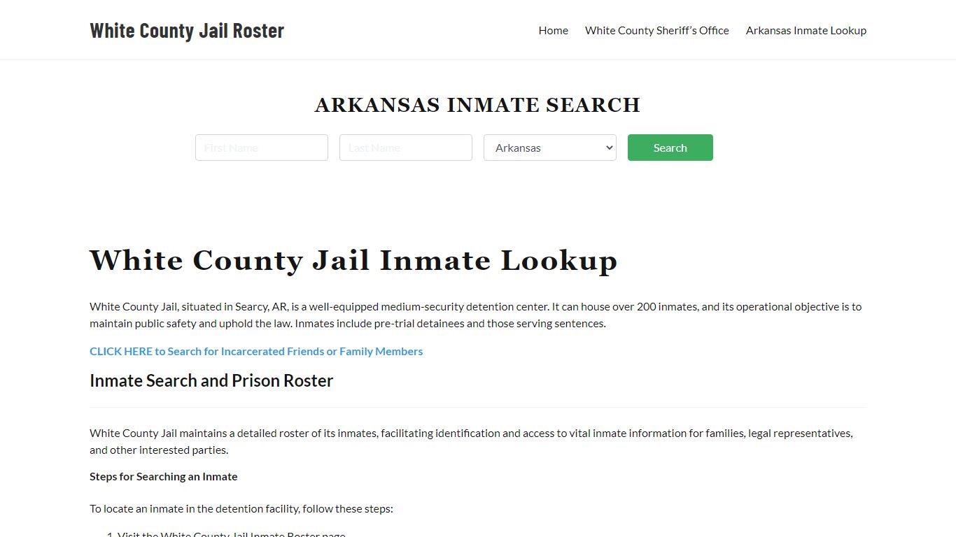 White County Jail Roster Lookup, AR, Inmate Search